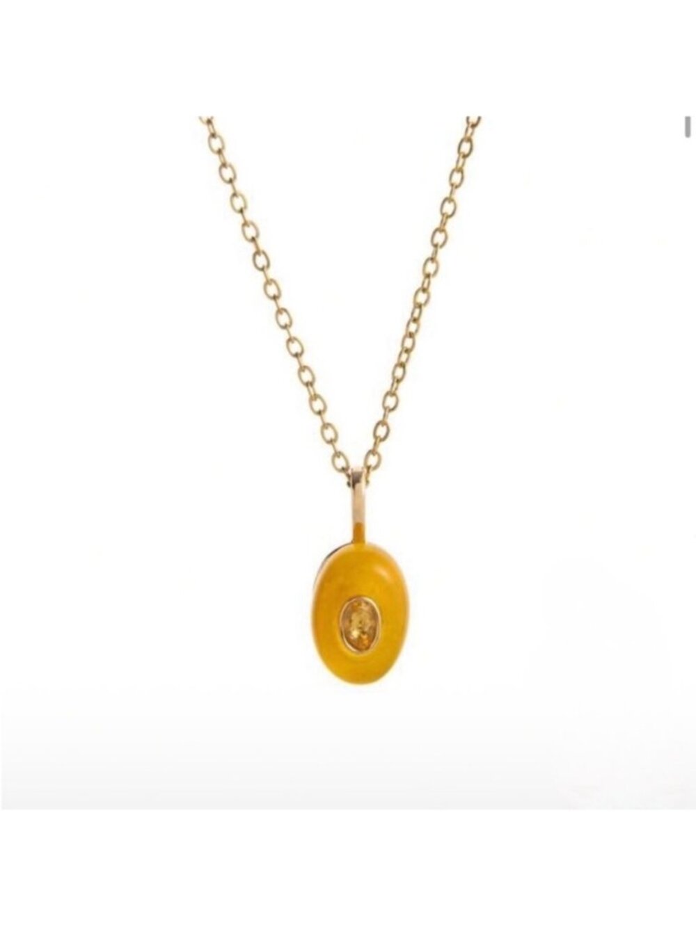 New! 18K Gold Plated Stone Aura Droplet Necklace (1059) NWOT